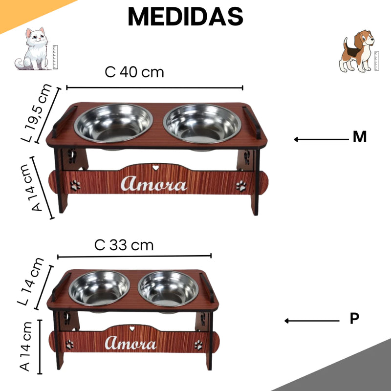 Comedouro Pet Com tampas Inox