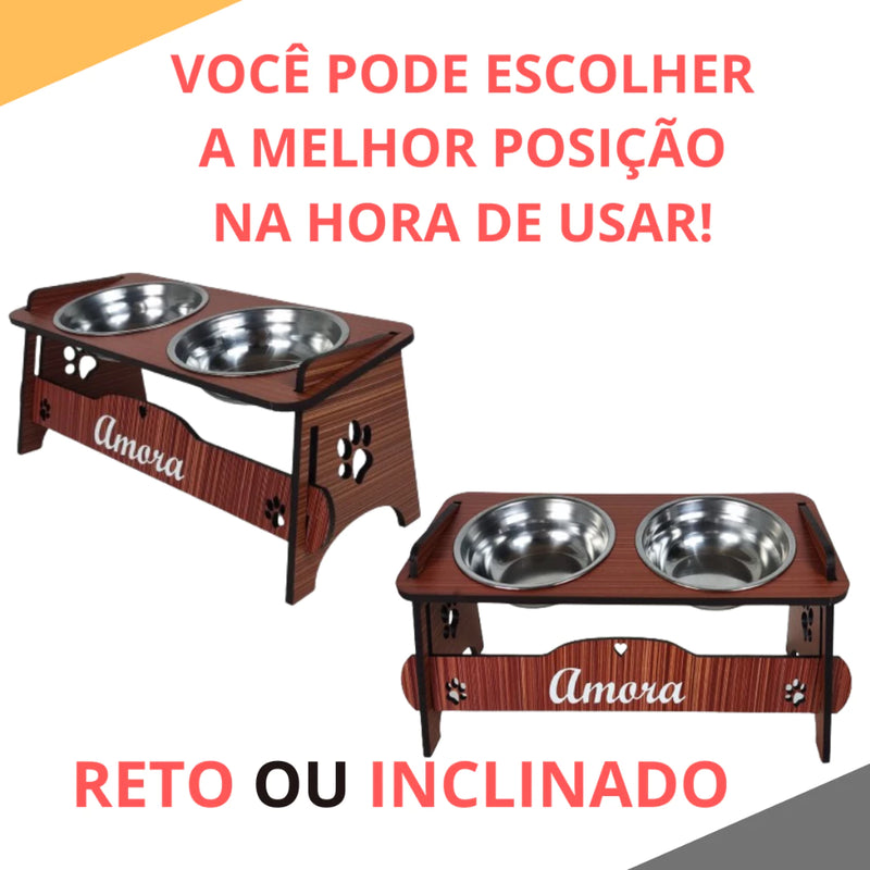 Comedouro Pet Com tampas Inox