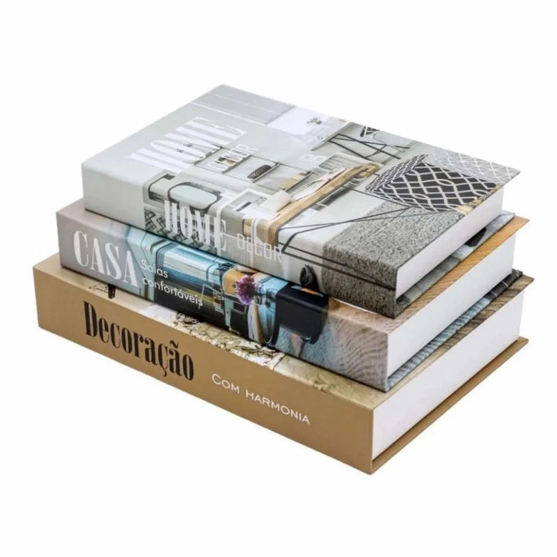 Kit 3 Livros Fake Decorativo