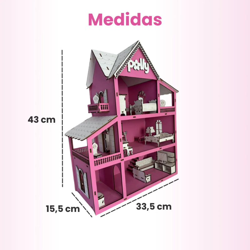 Casinha de boneca mdf 45x13cm