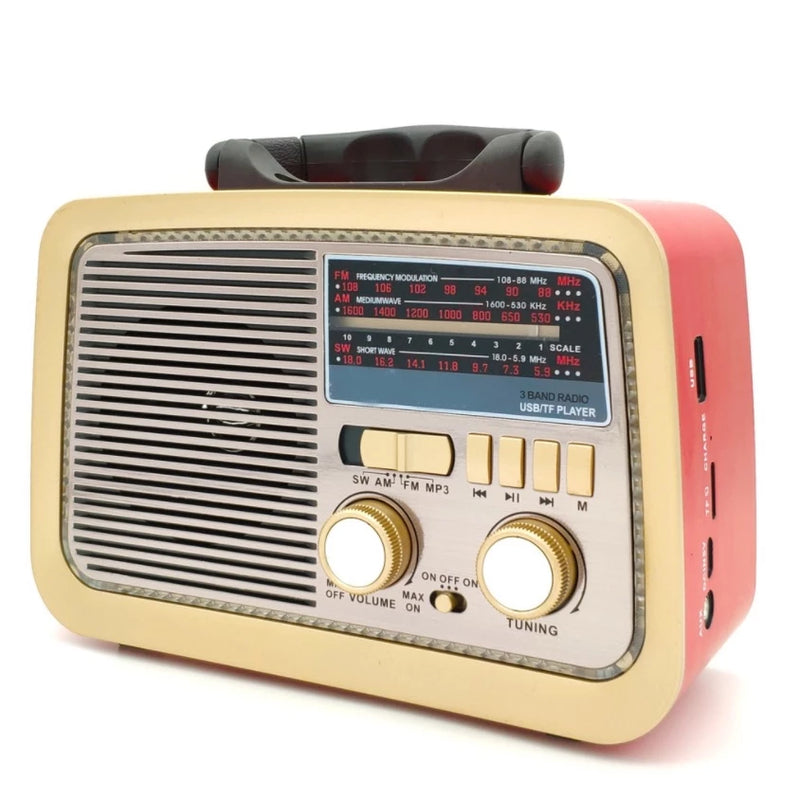 Radio Portatil Retro Mp3 Am Fm Sd