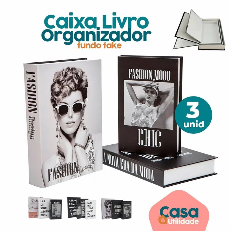 Kit 3 Livros Fake Decorativo