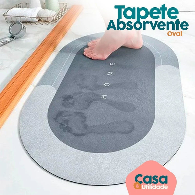 Tapete Super Absorvente Antiderrapante Oval Redondo Secagem Rápida De Banheiro